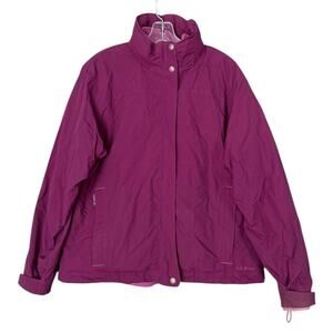 L.L. Bean Y2K Fleece Lined Jacket Women’s L Magenta Berry Full Zip Hood Outdoor